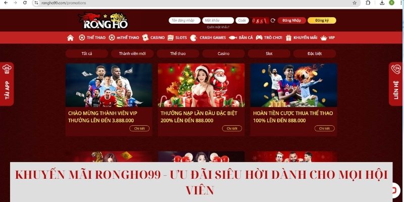 Khuyến mãi hấp dẫn tại sân chơi Rongho99