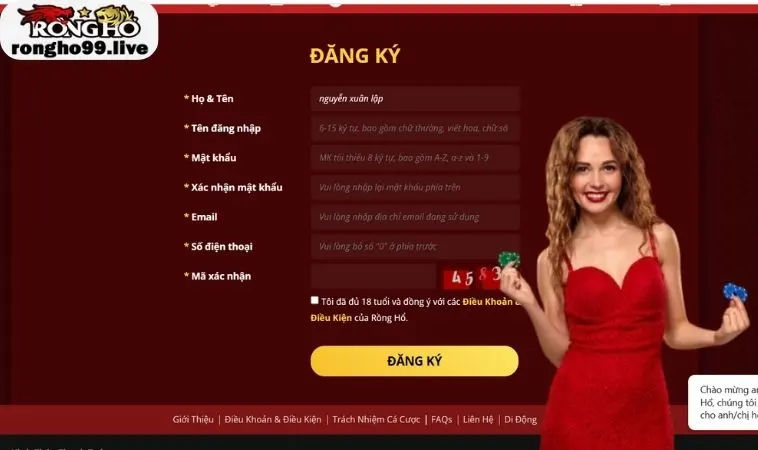 Điều kiện đăng ký RONGHO99