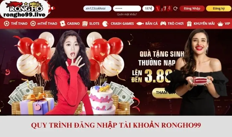 Quy trình đăng nhập tài khoản RONGHO99