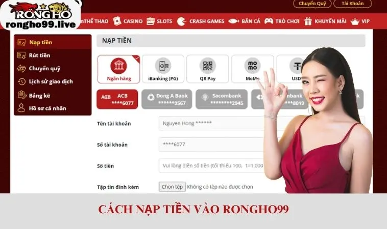 Cách nạp tiền vào RONGHO99