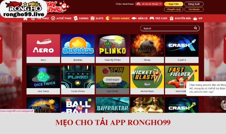 Mẹo cho tải app RONGHO99