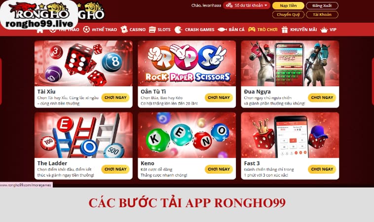Các bước tải app RONGHO99